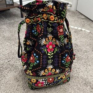 Black Embroidered Floral Toiletries Wet Bag